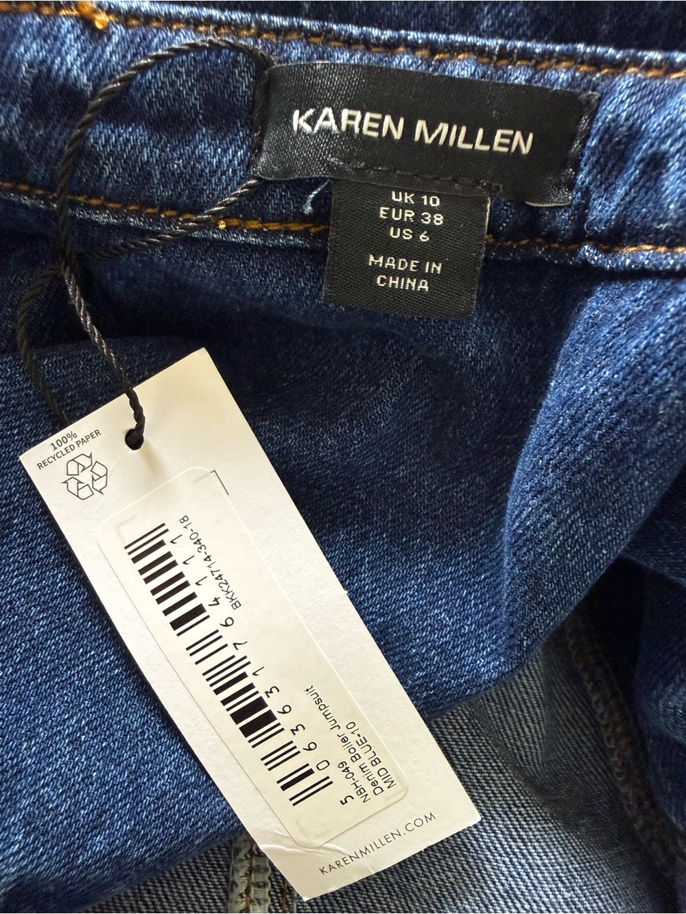 NWT Karen Millen Denim Boiler Jumpsuit Size 6 Straight Tapered Leg Med Blue - Picture 11 of 12
